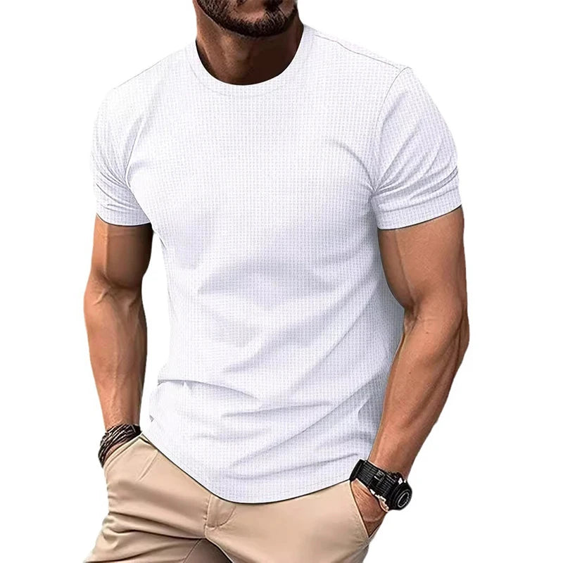 Hehope Sports Fitness Soft Breathable T Shirts For Men Spring Summer Casual Solid Color Short-sleeved T-shirt Male Leisure O Neck Tops