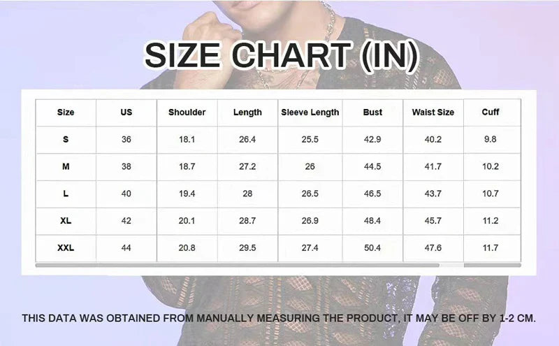 Hehope Men Shirt Lace Mesh Lapel Long Sleeve Sexy Transparent Pullover Summer Loose Men Clothes Fashion Solid Shirts For Male Tees Tops