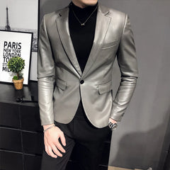 Hehope Brand Clothing Fashion Male High Quality Slim Fit Casual Leather Jacket/Men's Retro Style Leather Suit/Blazers Cats S-4XL