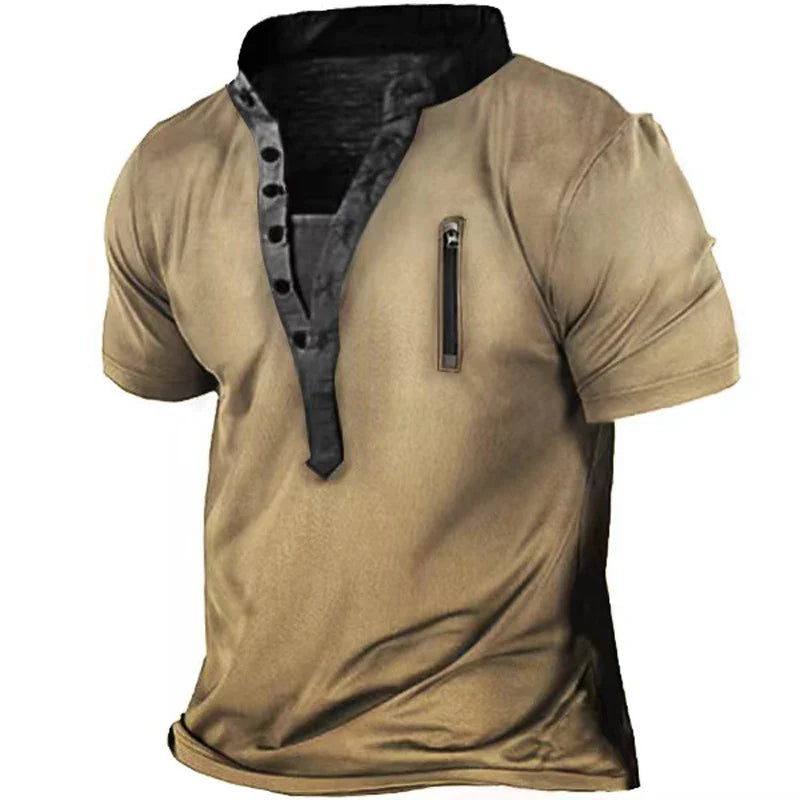 Hehope Men's Outdoor Tactical Hiking T-Shirts Military Army V-neck Shorts Sleeve Hunting Climbing Shirt Male Oversized Sport Clothes