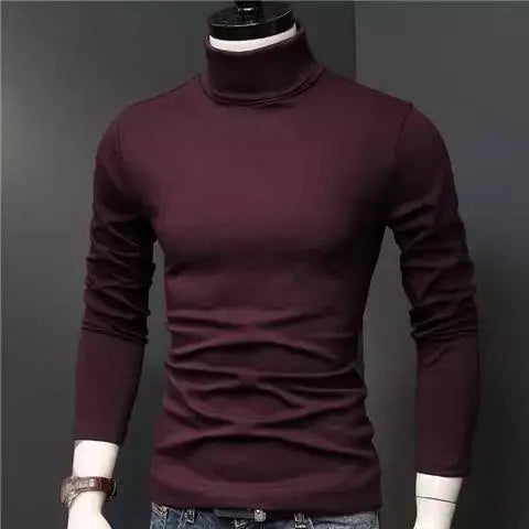 Hehope Korean Thin Half High Collar Base Shirt Men's Solid Casual Versatile Fashion Temperament Simple Patchwork Daily Long Sleeved Top