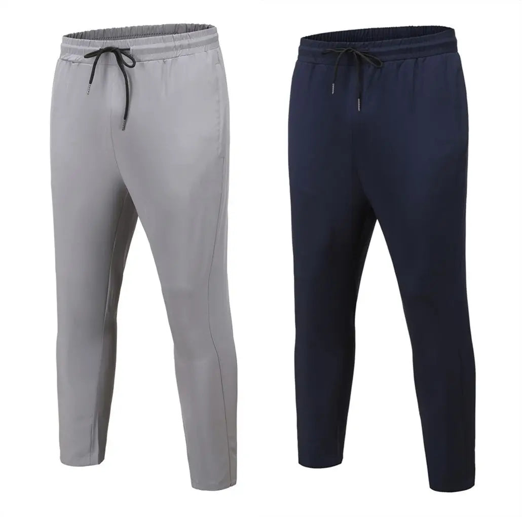 Hehope Spring Autumn Men Tracksuit Sport Pants Loose Elastic Waist Quick Dry Training Solid Joggers Breathable Casual Straight Trousers