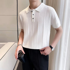 Hehope Men Short Sleeve Polo Shirt Summer New Trendy Casual Solid Color Lapel Button Up Designer Shirt Men T-shirt Men Clothing