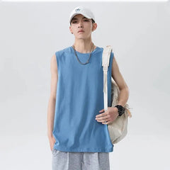 Hehope Men's Plus Size Bottoming Shirt Summer New Loose Thin Sleeveless O-Neck Casual Tank Tops Fashion Street Casual Men Clothing