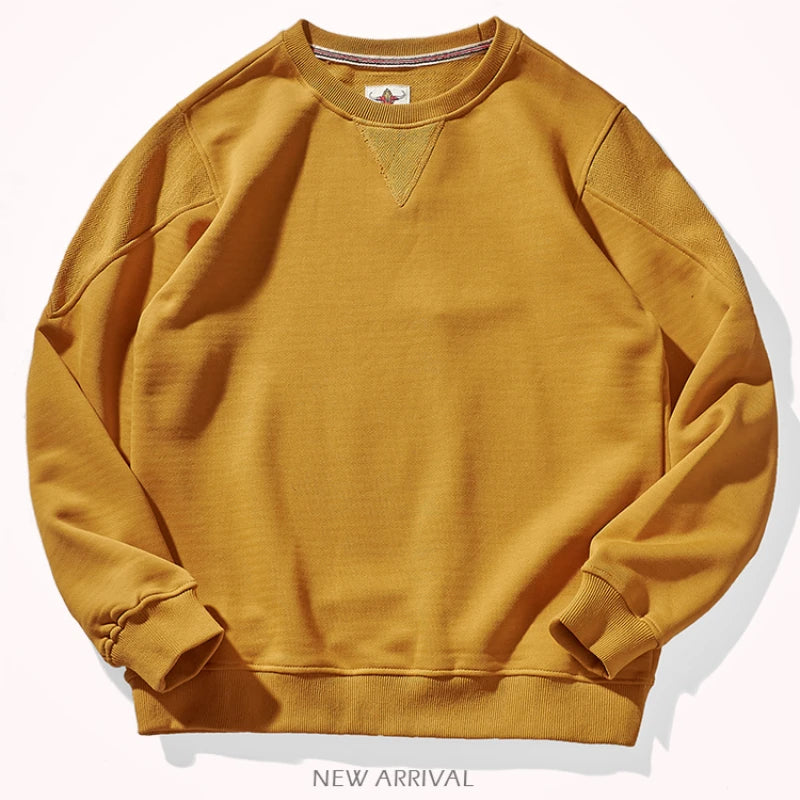 Hehope Heavyweight cotton top men's new autumn round neck cotton Pullover Sweater