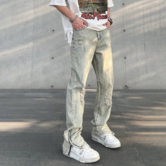 Hehope Ripped Jeans Men Summer Distressed Solid Washed-out Vintage Pantalones Hombre Skinny Denim Pants Punk Streetwear Y2k Trousers