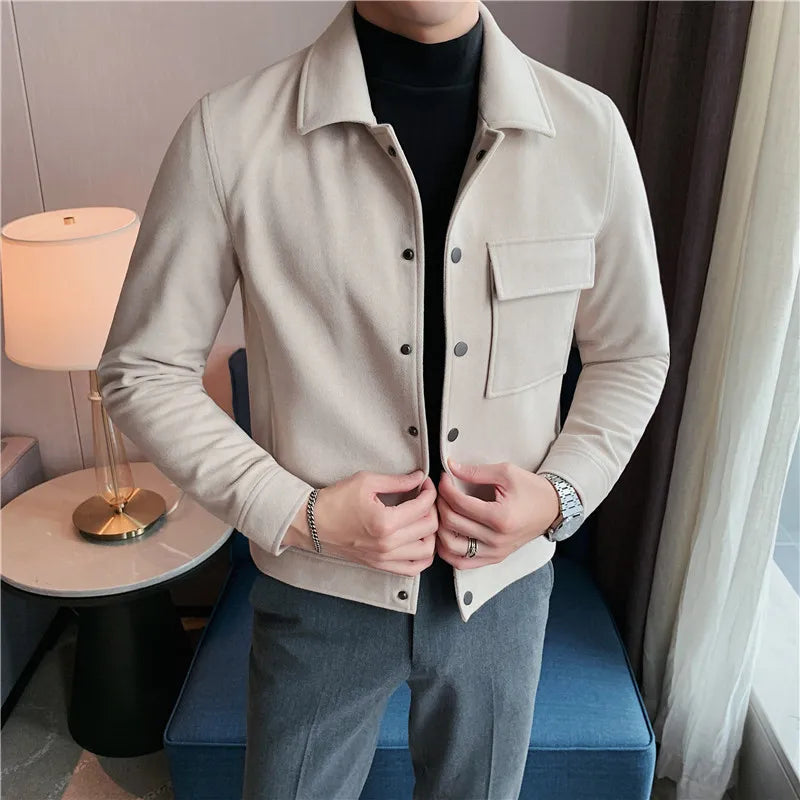 Hehope Brand Clothing Men Spring High Quality Casual Woollen Jackets/Male Fashion Solid Color Slim Fit Short Casual Coats S-3XL