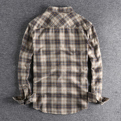 Hehope Kaji Retro Tooling Plaid Shirt Men's Flannel Sanding Comfortable Casual American Joker Shirt Jacket in Autumn and Winter