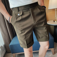 Hehope High Quality Summer High Waist Drape Formal Suit Shorts Men Clothing Fashion Business Casual Slim Fit Office Short Pants 29-36