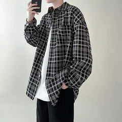 Hehope 4 Colors Plaid Men Blouses Harajuku Checked Shirts Men High Quality Autumn New Oversize Streetwear Retro Men's Handsome Shirt