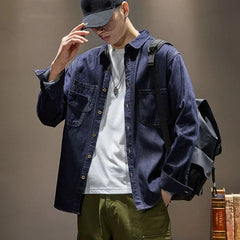 Hehope Men's Denim Jacket Shirt Aesthetic Male Jean Coats Wide Sleeves Cargo Branded Y2k Large Size Original Fashion Trendy on Board G