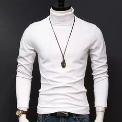 Hehope Korean Thin Half High Collar Base Shirt Men's Solid Casual Versatile Fashion Temperament Simple Patchwork Daily Long Sleeved Top