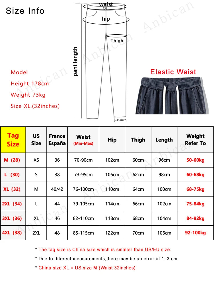 Hehope Spring Autumn Men's Jeans Fashion Drawstring Black Blue Stretched Denim Cotton Jogger Pants Male Casual  Harem Jean Trousers