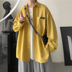 Hehope New Spring and Autumn Season Fashion Simple Loose Versatile Casual Ruffian Handsome Trend Solid Color Men's Shirt Coat