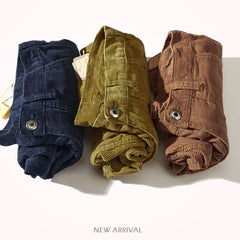 Hehope Japanese retro do old washing clothes men's casual shorts corduroy versatile five-point pants overalls tide