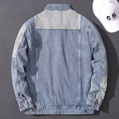 Hehope Male Jean Coats Cargo Light Men's Denim Jacket Autumn Original Vintage Pockets Patchwork Long Sleeve Casual Jacket