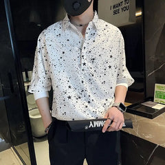 Hehope Fashion Casual Turn-down Collar Men's Clothing Loose Man Simplicity Printing Button Short Sleeve Streetwear Spring Summer Shirts