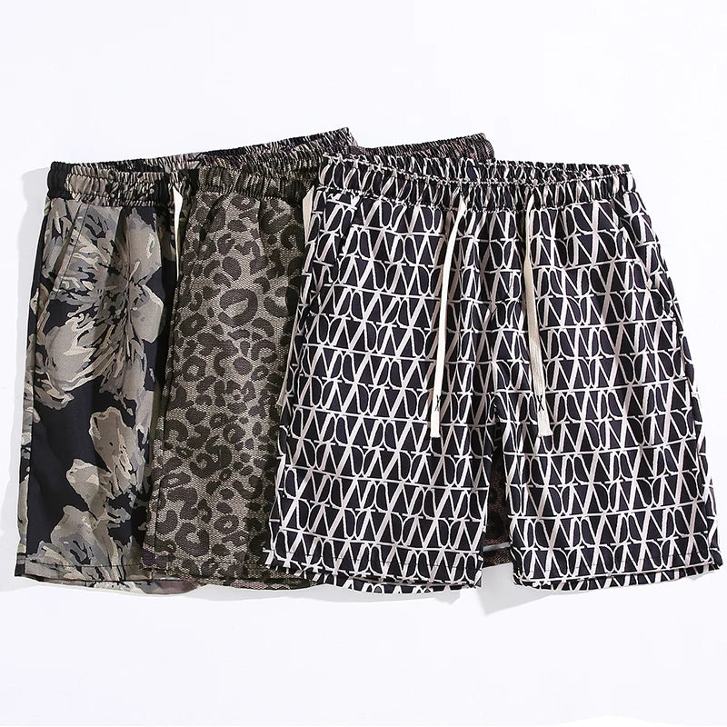 Hehope Casual Shorts for Men New Print Elastic Waist Men's Summer Beach Shorts Streetwear Plus Size Summer Male Clothes