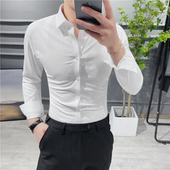 Hehope High Quality Summer Long Sleeve Striped Shirts For Men Clothing Simple Luxury Slim Fit Business Casual Formal Wear Blouses S-4XL