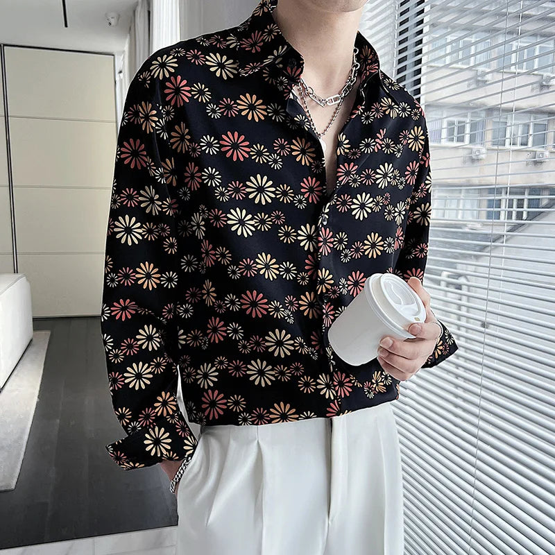 Hehope New Summer Men's Printed Shirts Oversized Clothing Casual Long Sleeve Striped Plaid Vintage Thin Draped Stretch Hawailan Blouses