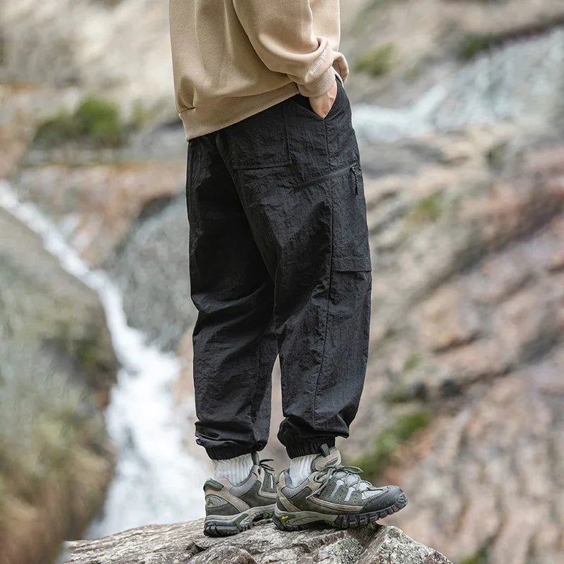 Hehope Autumn Men Cargo Pants 2024 Multi Pocket Waterproof Solid Color Casual Pants 100% Nylon Outdoors Tourism Men Clothes