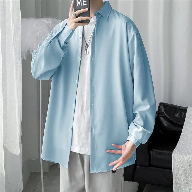 Hehope New Spring and Autumn Loose Fitting Casual Korean Version Ruffian Handsome High-end Drape Long Sleeved Sun Protection Shirt