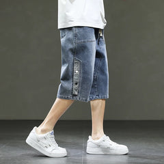 Hehope Korean Style Summer Men's Black Wide Leg Denim Shorts New Fashion Casual Baggy Short Jeans Male Plus Size 6XL 8XL