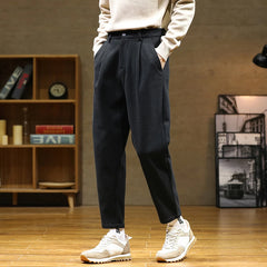 Hehope Autumn/Winter Woolen Pants Men warm Fashion Retro Multicolor Casual Pants Mens Streetwear Loose Korean Straight Trousers Mens