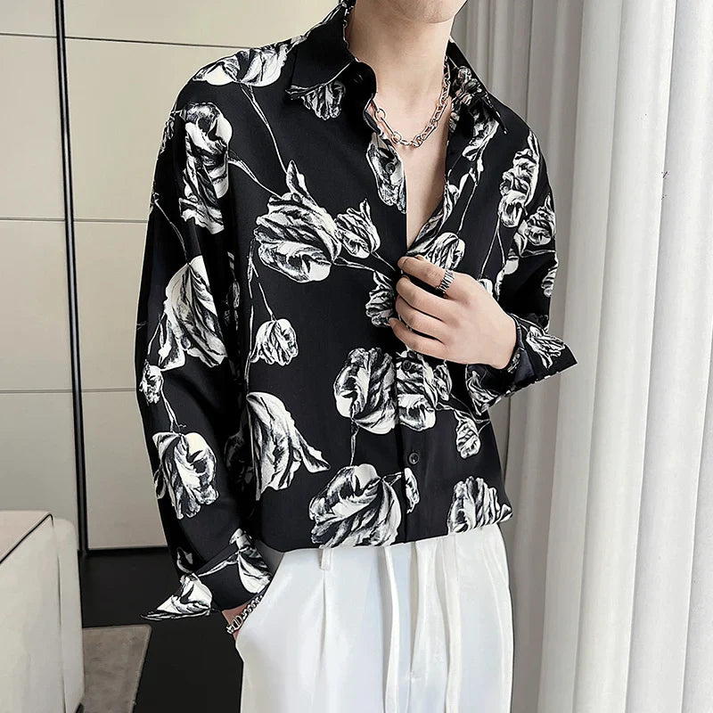 Hehope New Summer Men's Printed Shirts Oversized Clothing Casual Long Sleeve Striped Plaid Vintage Thin Draped Stretch Hawailan Blouses