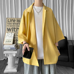 Hehope Solid Color Oversized Men's Shirts Harajuku Men Casual Half Sleeve Shirt Tops Cool Summer Streetwear Man Blouse 6 Colors