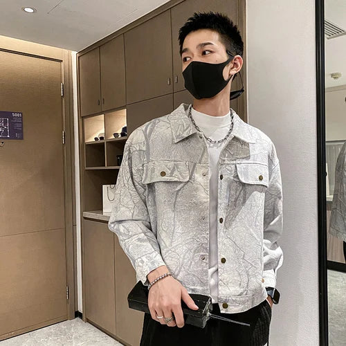 Hehope Autumn Denim Jacket Men Casua Social Streetwear Outwear Fashion Loose Streetwear Social Windbreaker Coat Men Clothing