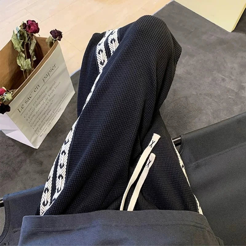 Hehope Wide Leg Straight Sweatpants for Men Hip-hop Elastic Summer Sport Trousers Casual Athletic Harajuku Fashion Y2k Male Sweat Pants