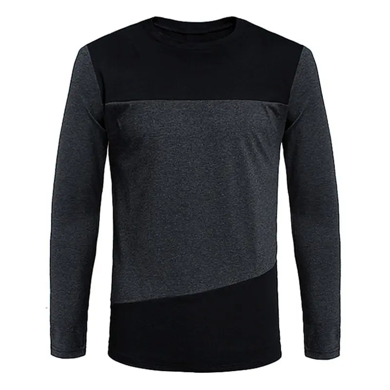 Hehope Fashion Men Casual Slim Basic T-Shirts Spring Autumn Cotton Male Clothes Panelled Long Sleeve Big Size Bottoming Pullover Tops