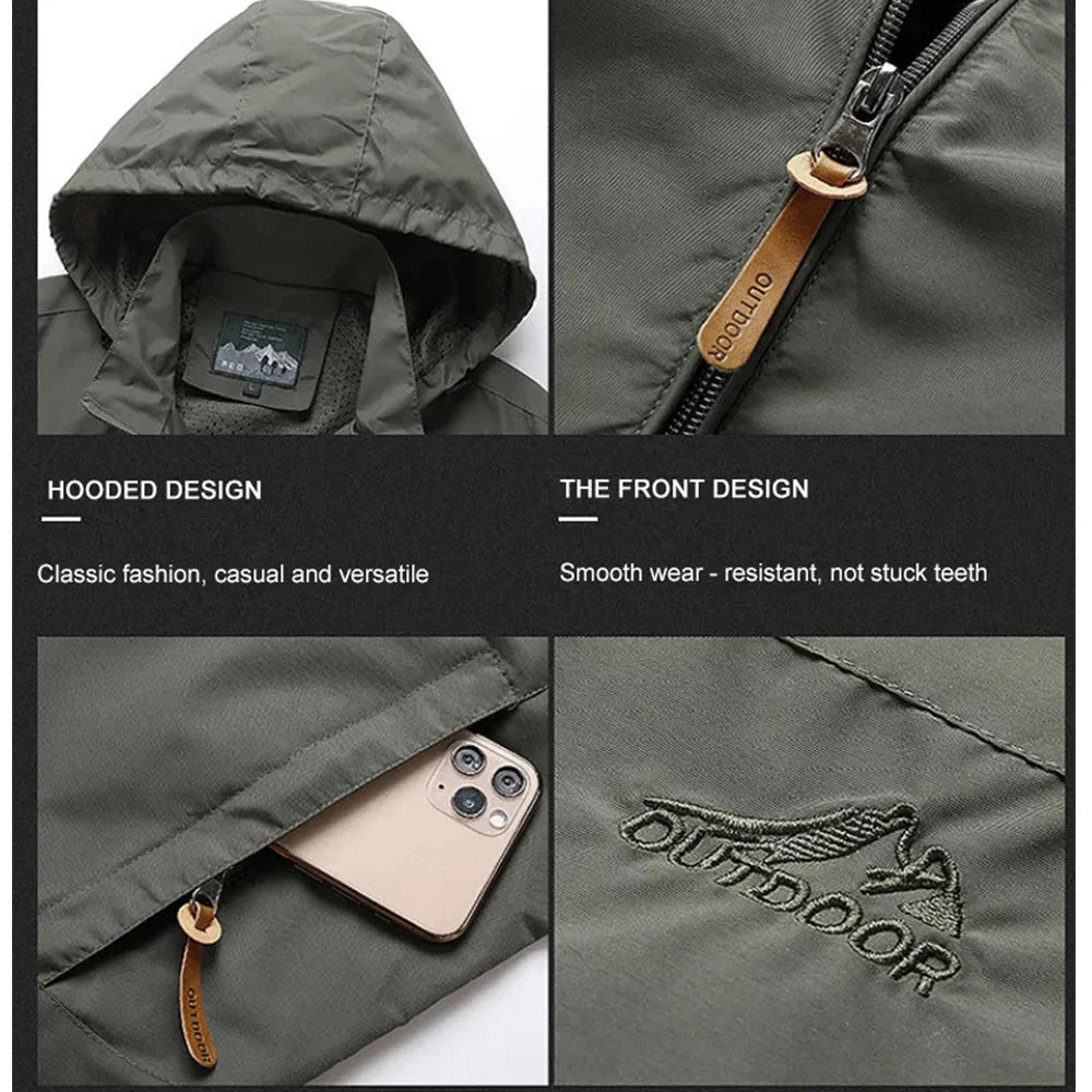 Hehope Fashion Autumn Windbreaker Jacket Men Solid Embroidery New in Outerwears Hooded Outdoor Coats Quality Cothing Jackets for Men