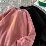 Hehope Harajuku Sweatshirt Autumn Streetwear Multi-colour Basic Versatile Sweatshirts Men Baggy Solid Color Fashion Round Neck Tops