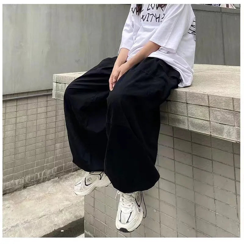 Hehope Vintage Baggy Cargo Pants Men Cotton Wide Leg Trousers Male Oversize Retro Loose Casual Japanese Streetwear Hip Hop