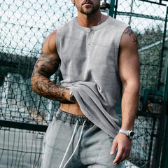 Hehope Basketball Sports Mens Tank Tops 2024 Spring Summer New Casual Pure Color Camisoles Men Oversized Loose Sleeveless Buttoned Vest