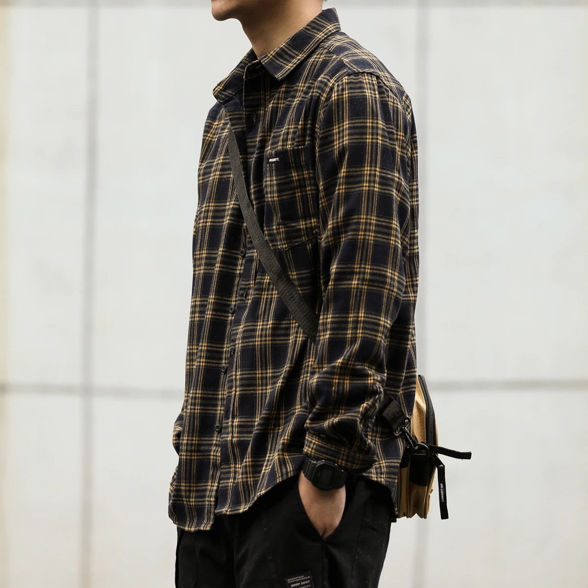 Hehope 2024 autumn frosted shirt men's plaid loose long sleeved casual work clothes thick shirt trend camisa masculina slim fit blouse