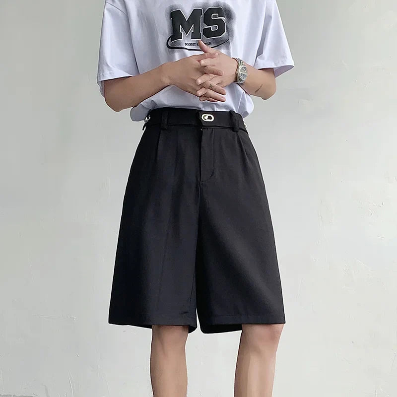 Hehope Summer Suit Shorts Men Fashion Social Mens Dress Shorts Korean Business Casual Black Shorts Mens Office Formal Shorts M-2XL