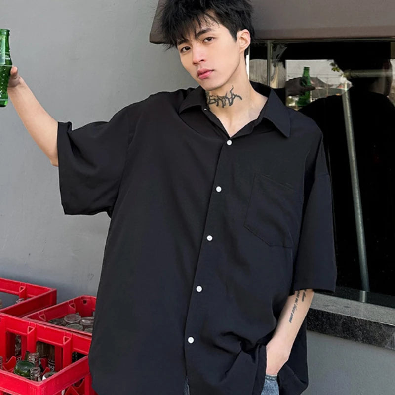 Hehope Brand 2024 Summer New Plain Shirt for Men Half Sleeve Minimalist Fashion Man Shirts Korean Streetwear Clothes Teenagers