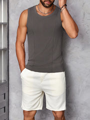 Hehope 2024 Summer Casual Solid Color Ribbed Vest Mens Fashion Slim Fit Stretch Sports Tank Tops Men Gyms Training Breathable Camisoles