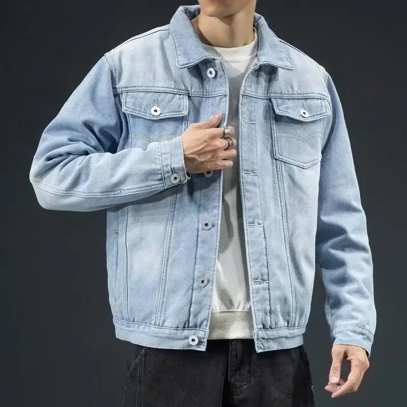 Hehope Men's Denim Jacket Cargo Button Male Jean Coats with Sheep Wool Padded Padding Warm Casual Winter Big Size New in Cowboy L