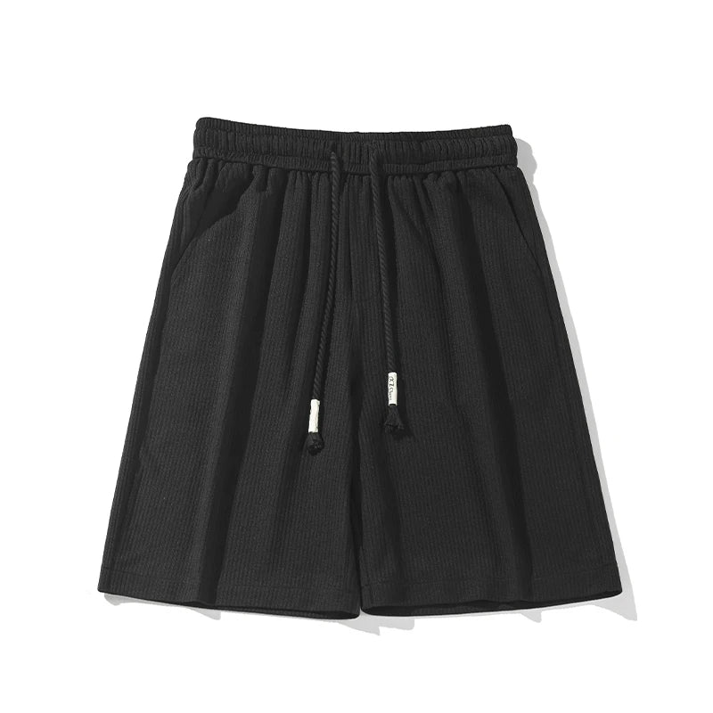 Hehope Summer Shorts Men Fashion Gray Black Pleated Shorts Men Streetwear Loose Ice Silk Shorts Mens Beach Shorts Large Size M-5XL