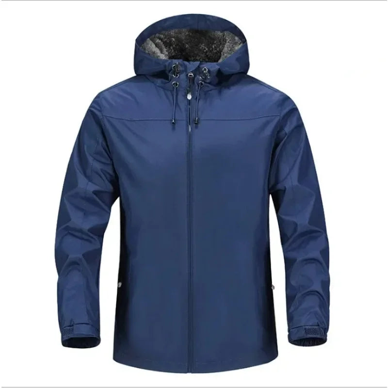 Hehope Plus Outdoor Wind And Waterproof Men's Jacket Zipper Hooded Warm Male Coats Autumn Casual Sports Camping Hiking Climbing Jackets