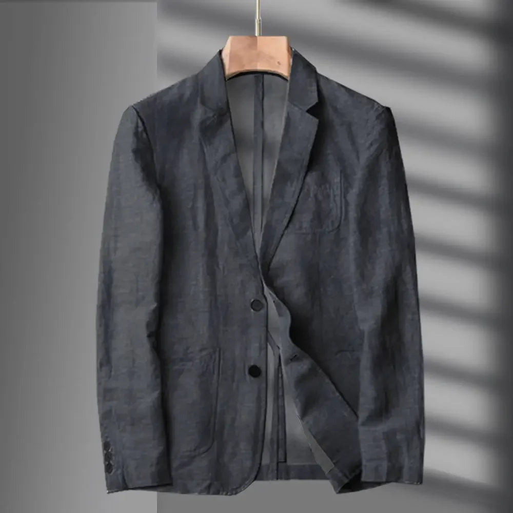 Hehope Navy Blue Linen Blazer Men Summer Casual Suit Single Jacket for Men Black Blazer Men 2024 New Casual Spring and Autumn Business