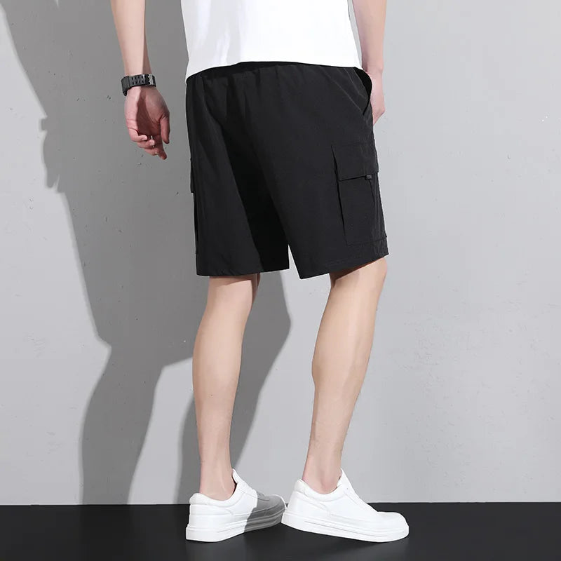 Hehope New Summer Men'S Casual Loose Straight 5-Point Pants Teenager Students Fashion Trend Versatile Elastic Waist Sweatpants Shorts