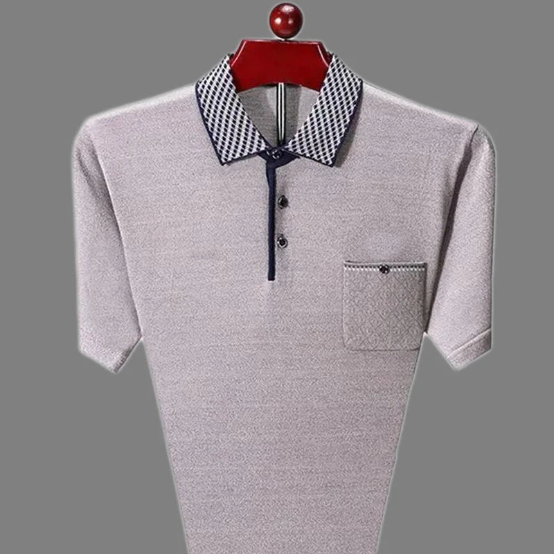 Hehope Summer Fashion Classic Business Casual Men's Clothing Oversized Comfortable Trend Contrast Color Spliced Pocket Polo Shirt