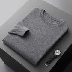 Hehope Autumn and Winter New First-line Ready-to-wear Men's 100% Pure Wool Sweater Round Neck Loose Warm Solid Color Fashion Casual Top