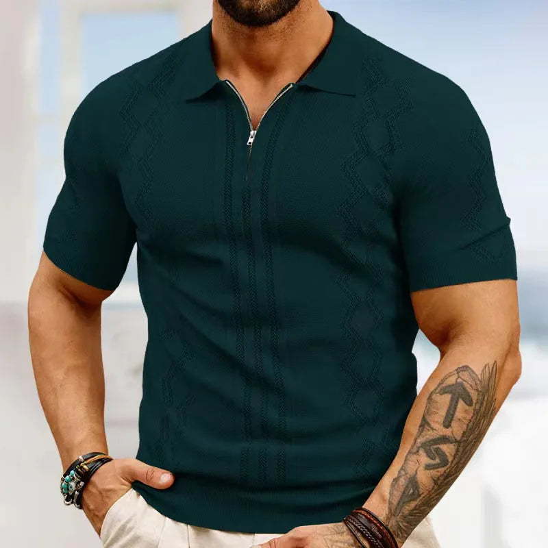 Hehope 2024 Summer Striped Knitted Polo Shirt For Men High Quality Short Sleeves Lapel T-shirts Men Clothing Casual Business Tee Tops