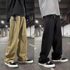 Hehope Workwear Pants for Men Autumn Trend  Street Loose Fitting Japanese Style Retro Straight Tube Wide Leg Pants Casual Long Pants